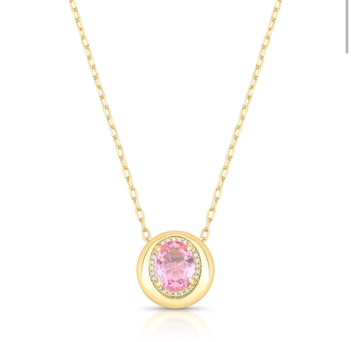 COLAR COM CRISTAL OVAL E CONTORNADO DE ZIRCÔNIAS
