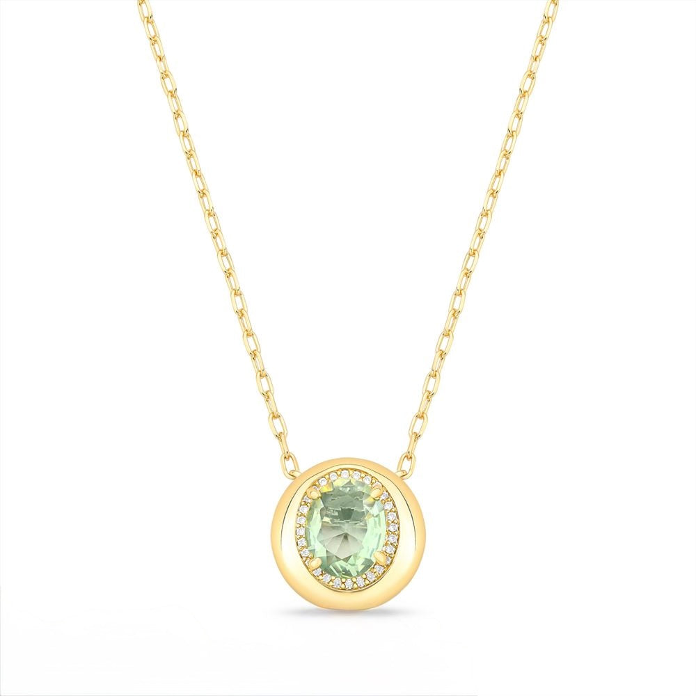 COLAR COM CRISTAL OVAL E CONTORNADO DE ZIRCÔNIAS