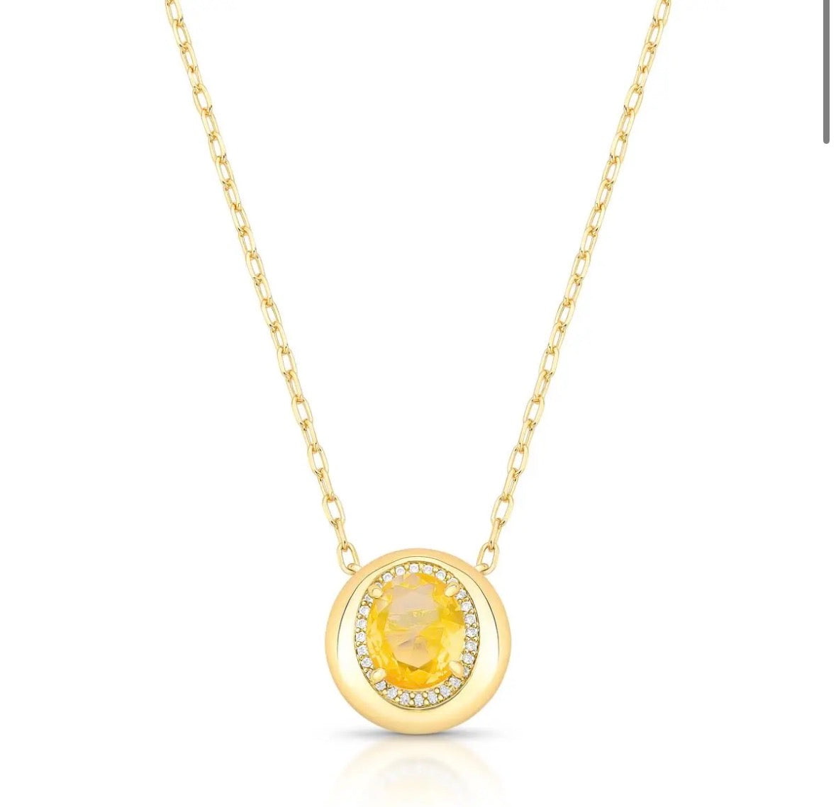 COLAR COM CRISTAL OVAL E CONTORNADO DE ZIRCÔNIAS