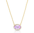 COLAR COM PINGENTE OVAL ROXO EM CRISTAL E ZIRCÔNIAS